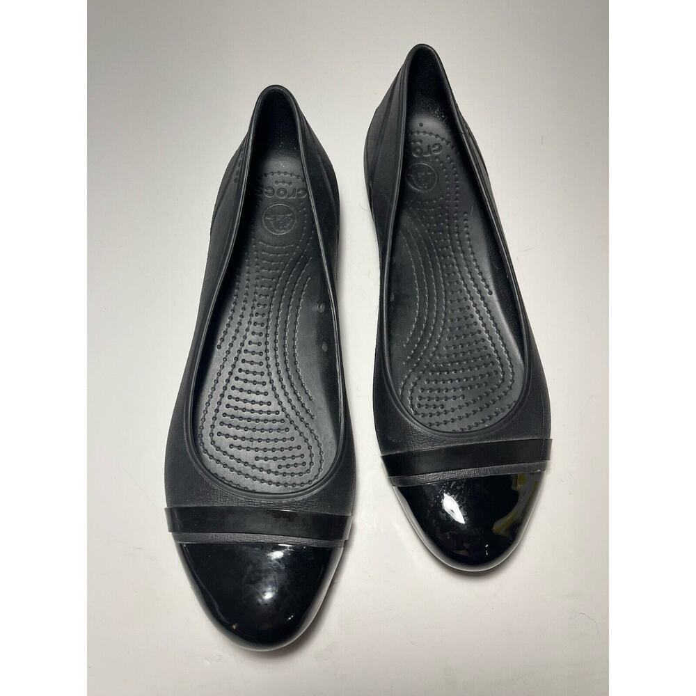 Crocs Mary Jane Slip-On Flats Shoes 10 Black Casual Career Non Skid